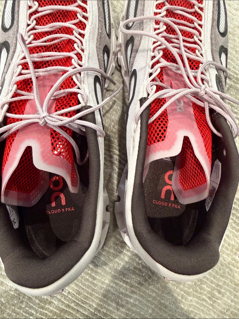 On Running Women’s Red and Gray Athletic Sneakers - Picture 6 of 7